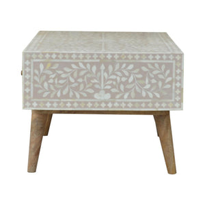 Taupe Floral Bone Coffee Table | Decorative Pattern | Statement Living Room Table