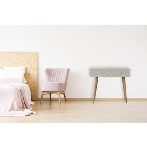 Taupe Floral Bone Inlay Console Table | Solid Mango Wood | Handcrafted Hallway Furniture