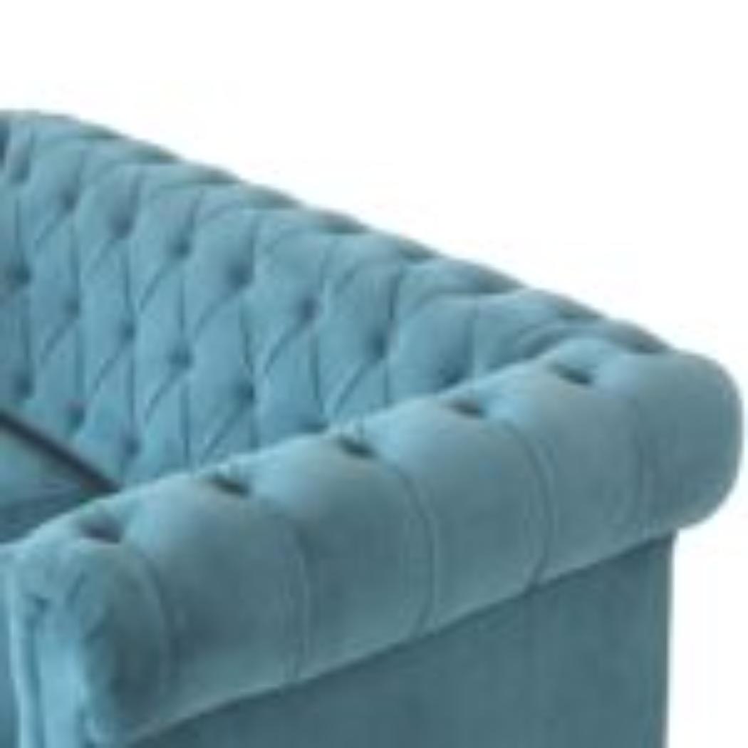 Teal Chesterfield Sofa | Velvet Upholstery | Solid Mango Wood Frame | Classic Seating