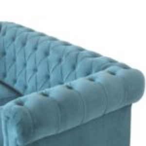 Teal Chesterfield Sofa | Velvet Upholstery | Solid Mango Wood Frame | Classic Seating