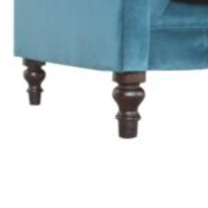 Teal Chesterfield Sofa | Velvet Upholstery | Solid Mango Wood Frame | Classic Seating