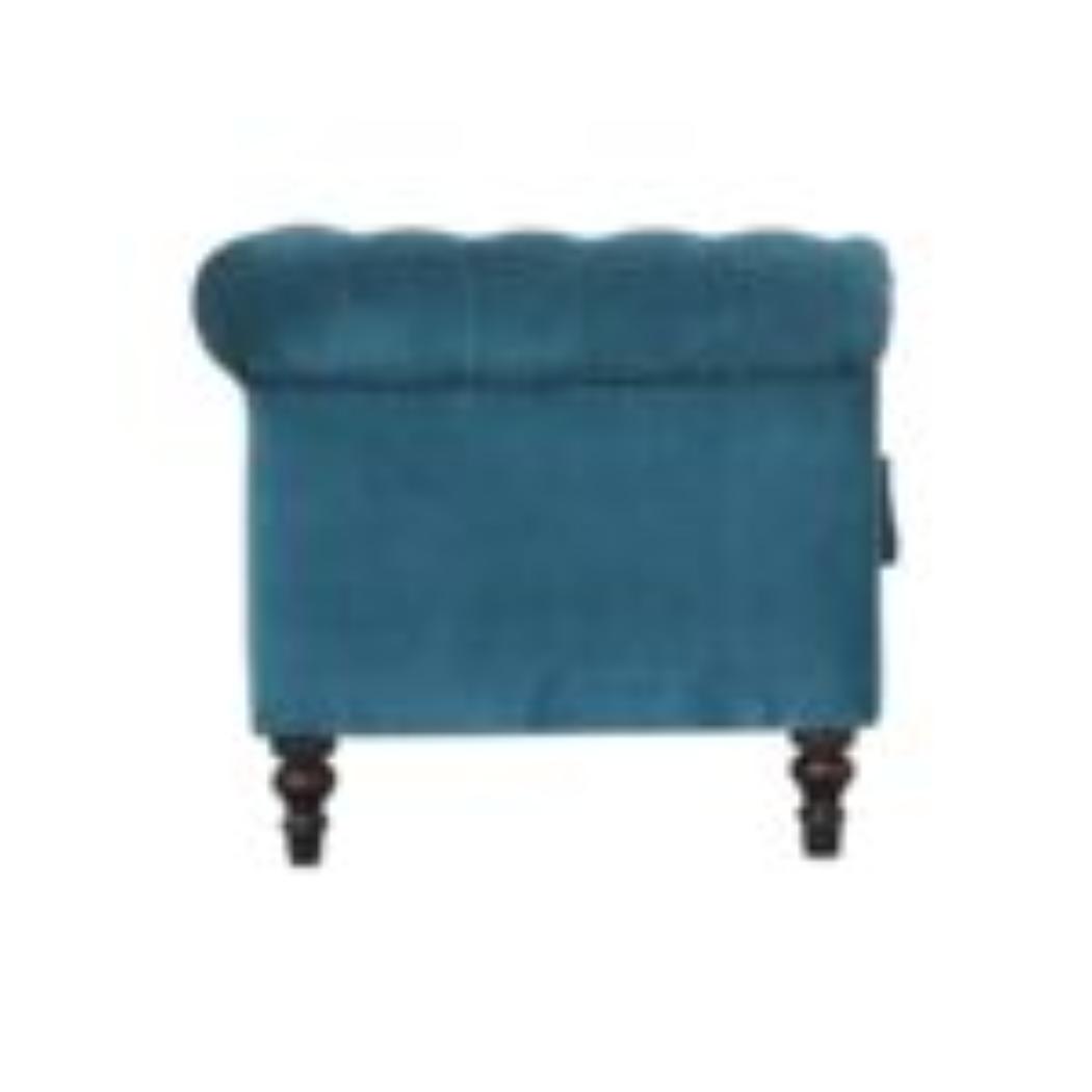 Teal Chesterfield Sofa | Velvet Upholstery | Solid Mango Wood Frame | Classic Seating