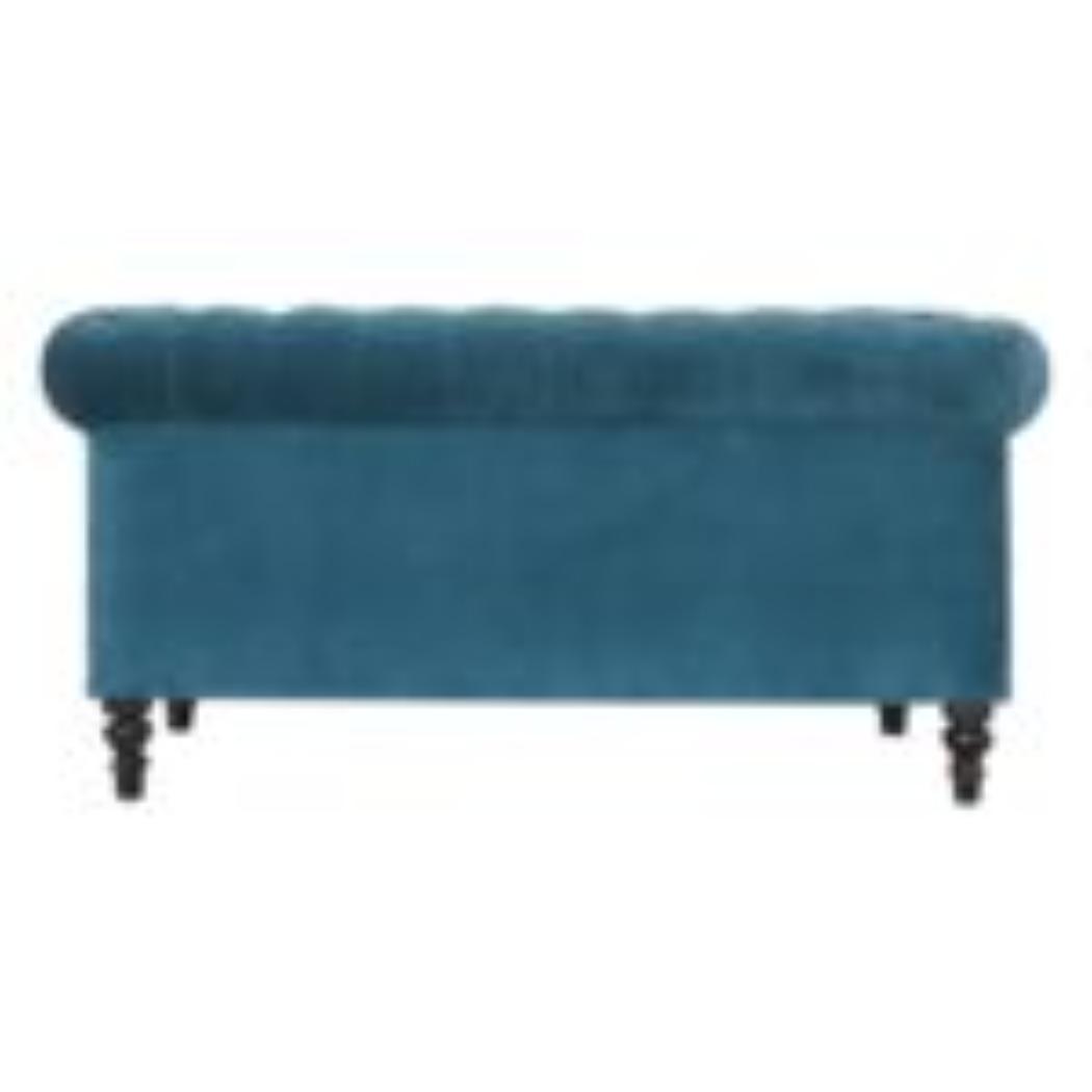 Teal Chesterfield Sofa | Velvet Upholstery | Solid Mango Wood Frame | Classic Seating