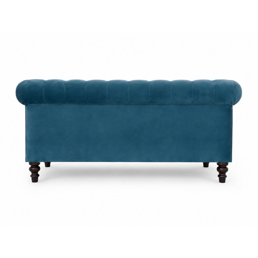 Teal Chesterfield Sofa | Velvet Upholstery | Solid Mango Wood Frame | Classic Seating