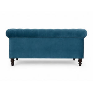 Teal Chesterfield Sofa | Velvet Upholstery | Solid Mango Wood Frame | Classic Seating