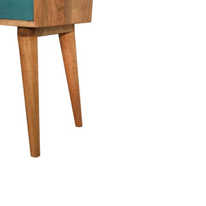 Teal Duo Bedside Table | Solid Mango Wood | Oak Finish | 2 Drawers