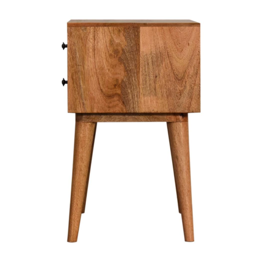Teal Duo Bedside Table | Solid Mango Wood | Oak Finish | 2 Drawers