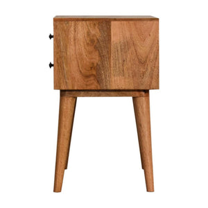 Teal Duo Bedside Table | Solid Mango Wood | Oak Finish | 2 Drawers