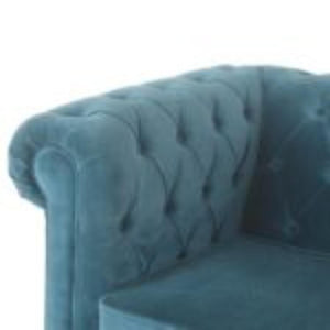 Teal Velvet Chesterfield Armchair | Solid Mango Wood Frame | Classic Accent Seating