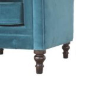 Teal Velvet Chesterfield Armchair | Solid Mango Wood Frame | Classic Accent Seating