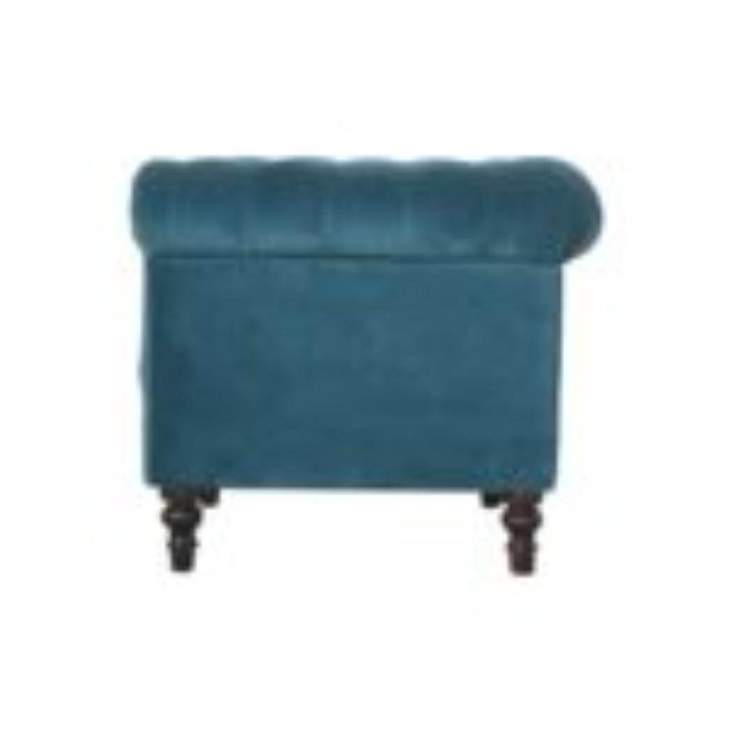 Teal Velvet Chesterfield Armchair | Solid Mango Wood Frame | Classic Accent Seating