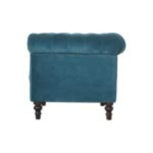 Teal Velvet Chesterfield Armchair | Solid Mango Wood Frame | Classic Accent Seating