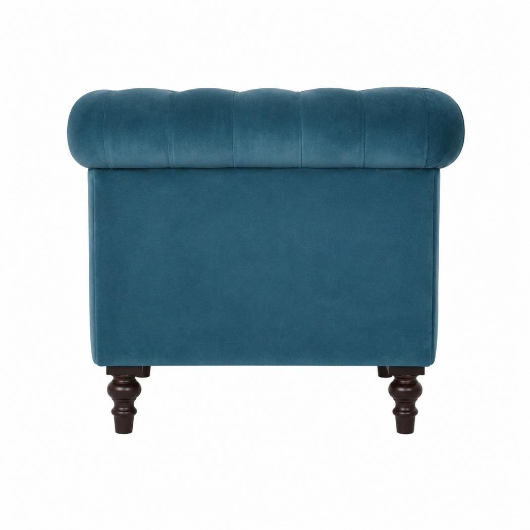 Teal Velvet Chesterfield Armchair | Solid Mango Wood Frame | Classic Accent Seating