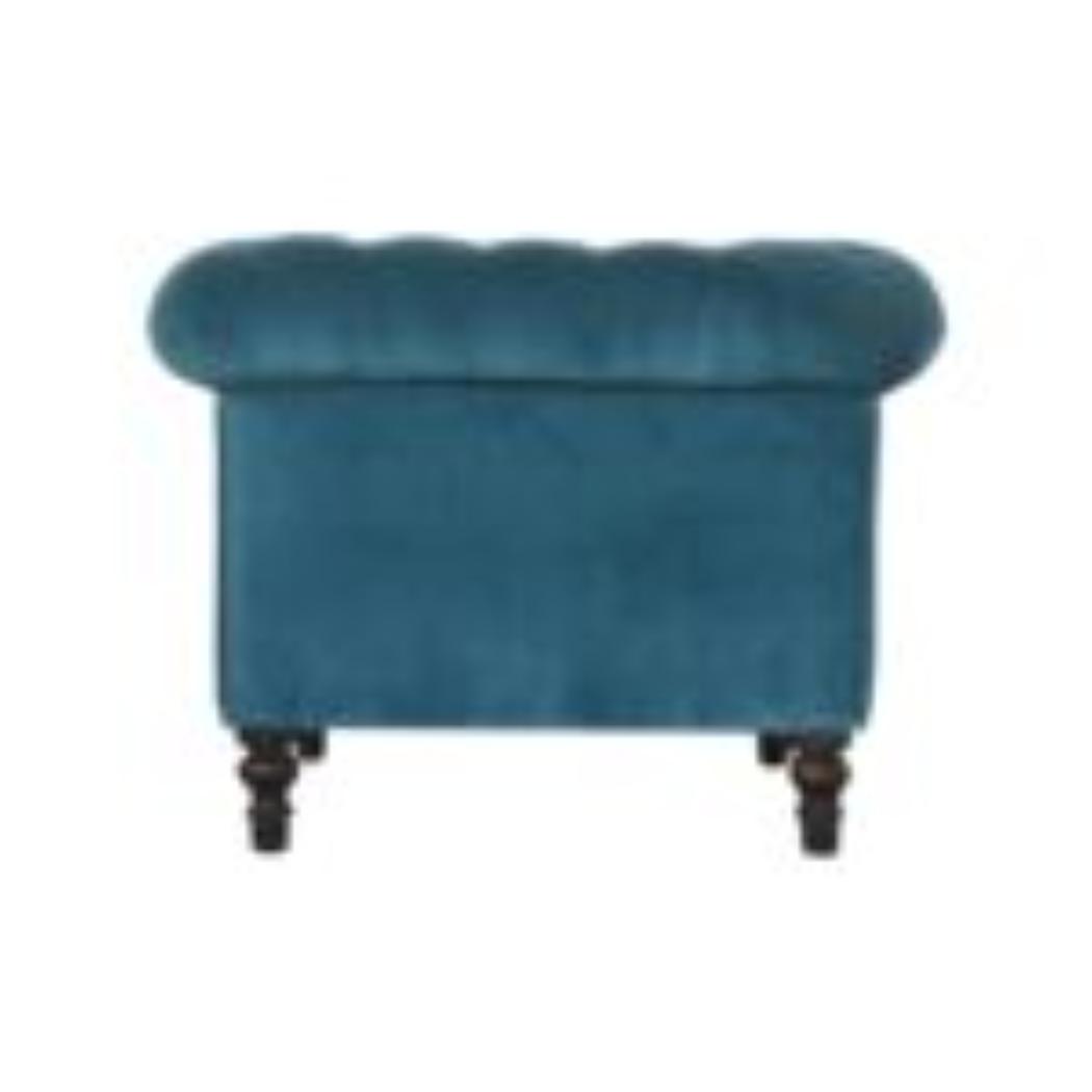 Teal Velvet Chesterfield Armchair | Solid Mango Wood Frame | Classic Accent Seating