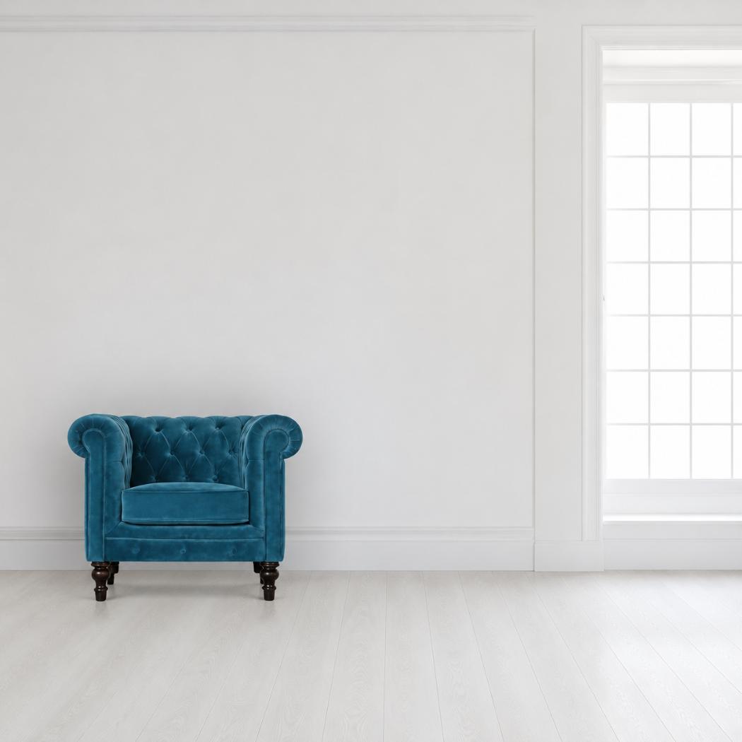 Teal Velvet Chesterfield Armchair | Solid Mango Wood Frame | Classic Accent Seating