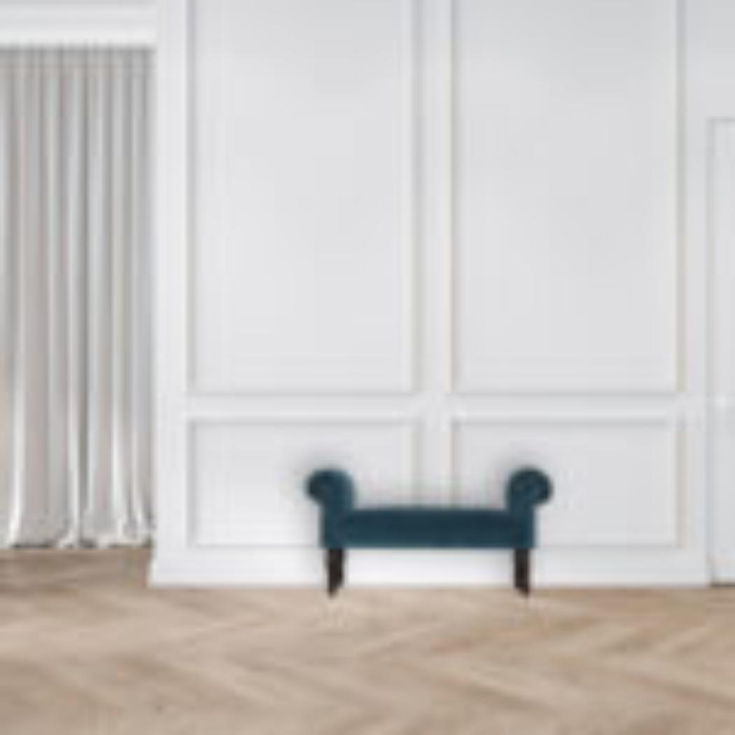 Teal Velvet Hallway Bench | Solid Mango Wood Frame | Upholstered Accent Seating