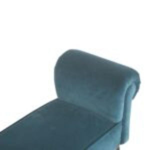Teal Velvet Hallway Bench | Solid Mango Wood Frame | Upholstered Accent Seating