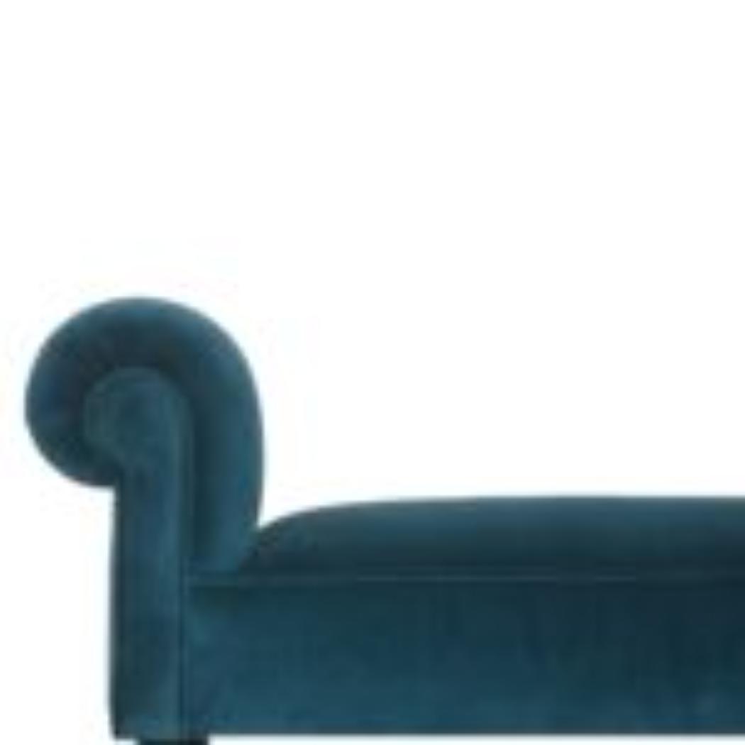 Teal Velvet Hallway Bench | Solid Mango Wood Frame | Upholstered Accent Seating