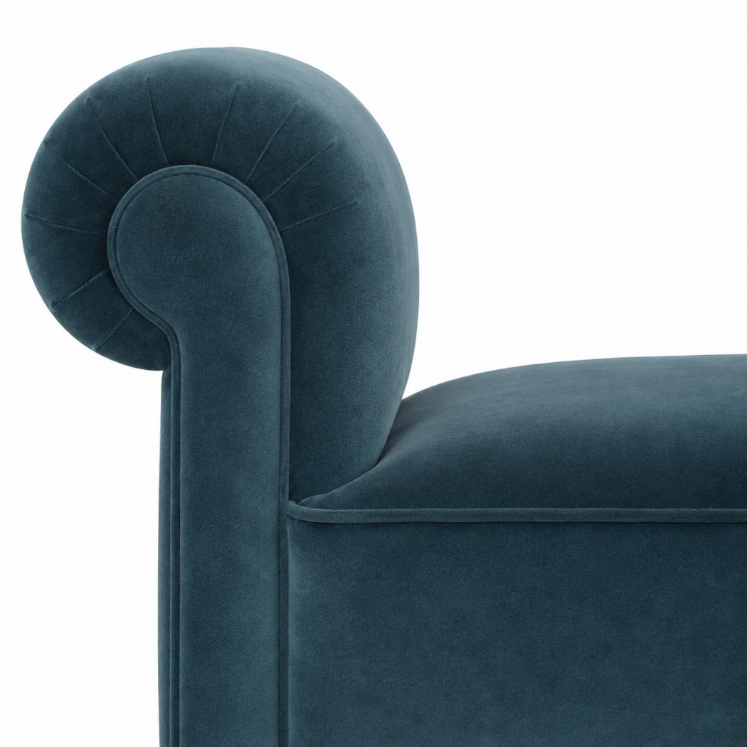 Teal Velvet Hallway Bench | Solid Mango Wood Frame | Upholstered Accent Seating