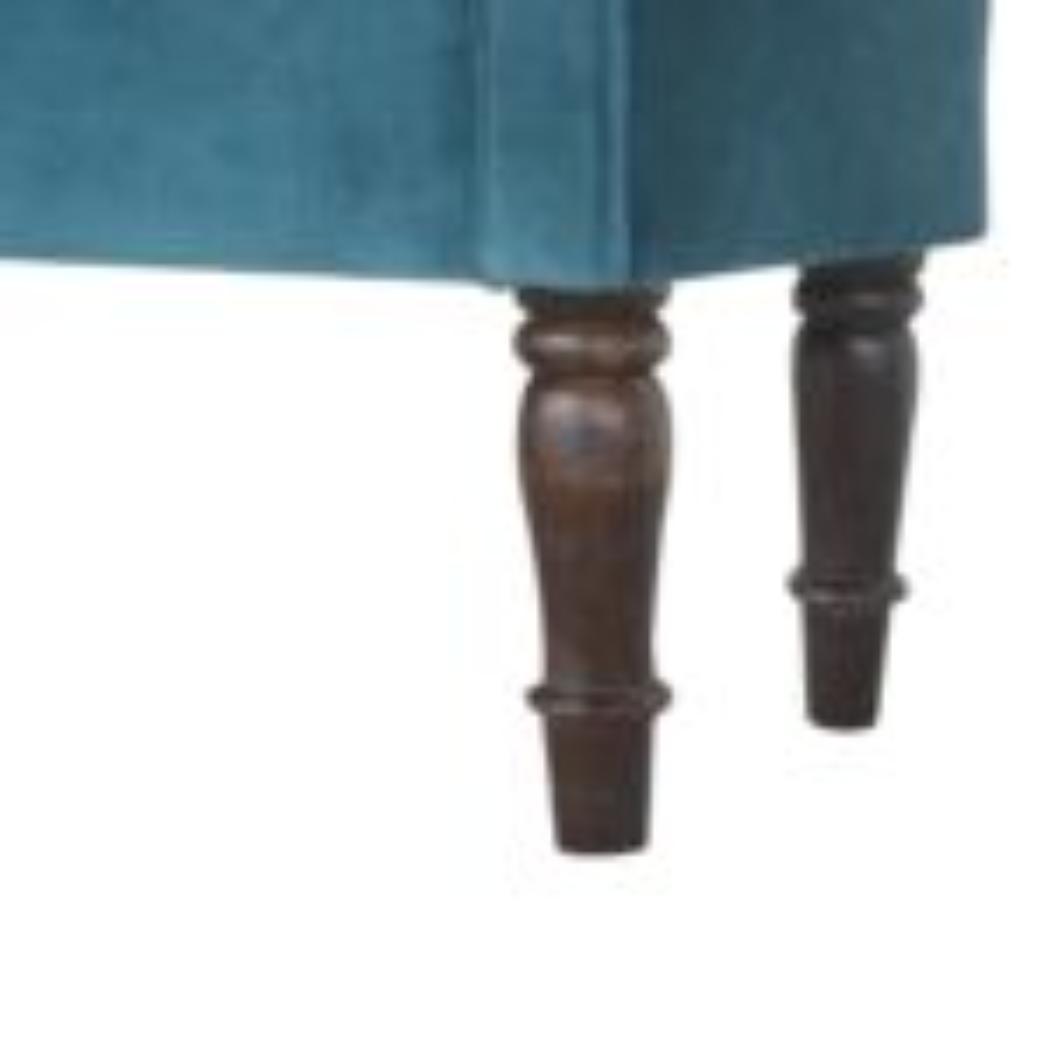 Teal Velvet Hallway Bench | Solid Mango Wood Frame | Upholstered Accent Seating