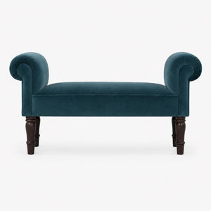 Teal Velvet Hallway Bench | Solid Mango Wood Frame | Upholstered Accent Seating