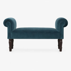 Teal Velvet Hallway Bench | Solid Mango Wood Frame | Upholstered Accent Seating