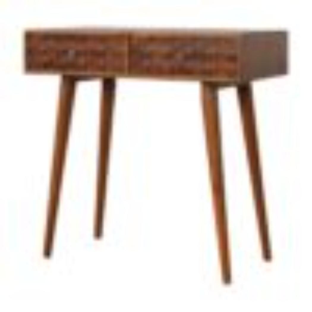 Tile Carved Console Table | Solid Mango Wood | Chestnut Finish | Hallway Storage