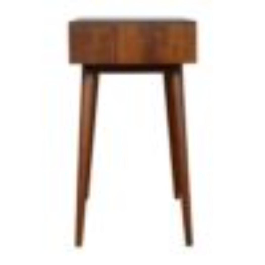 Tile Carved Console Table | Solid Mango Wood | Chestnut Finish | Hallway Storage