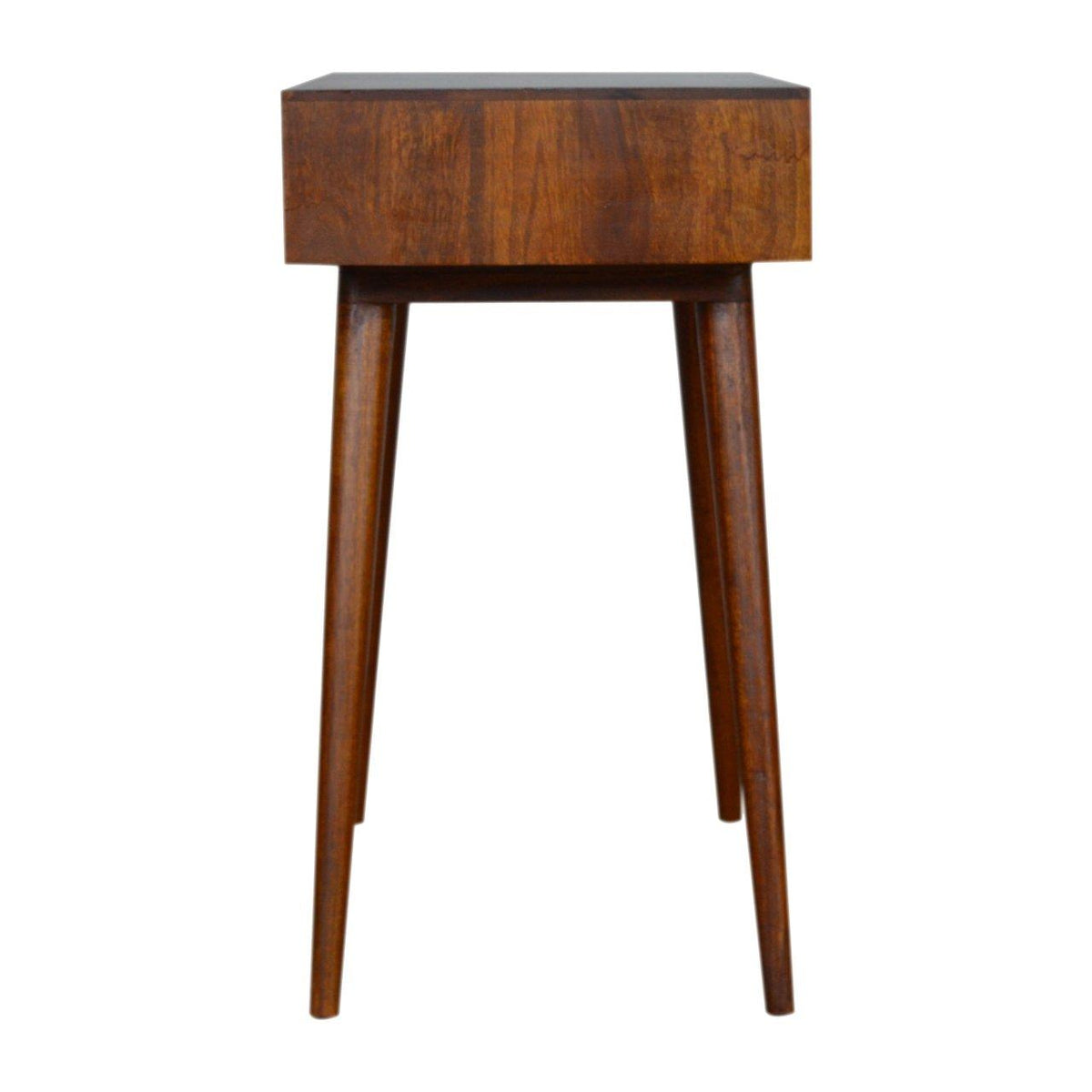 Tile Carved Console Table | Solid Mango Wood | Chestnut Finish | Hallway Storage