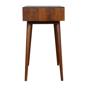 Tile Carved Console Table | Solid Mango Wood | Chestnut Finish | Hallway Storage