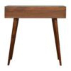 Tile Carved Console Table | Solid Mango Wood | Chestnut Finish | Hallway Storage