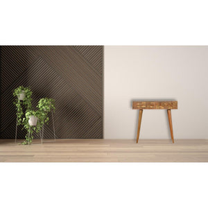 Tile Carved Console Table | Solid Mango Wood | Natural Finish | Hallway Display Table