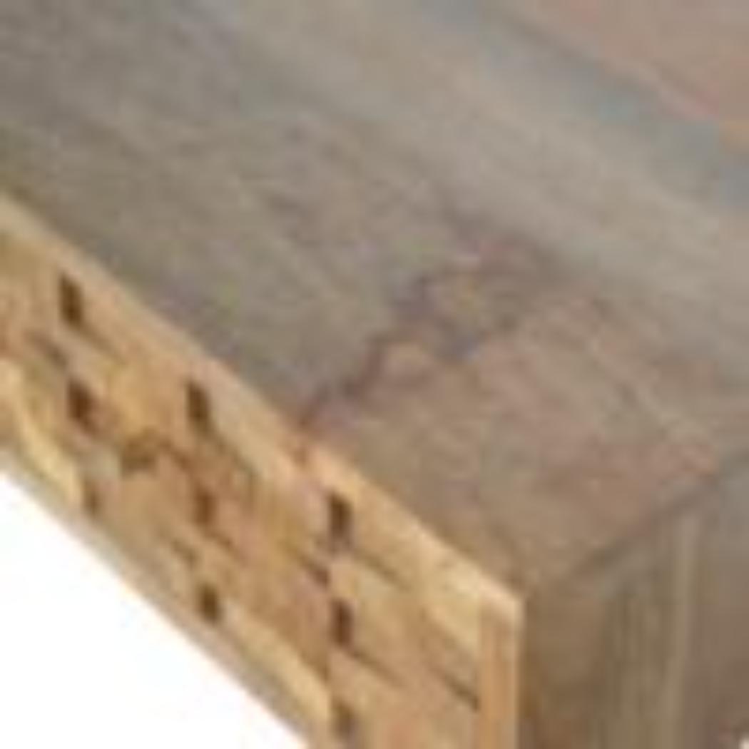 Tile Carved Console Table | Solid Mango Wood | Natural Finish | Hallway Display Table