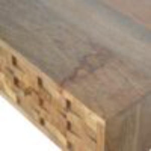Tile Carved Console Table | Solid Mango Wood | Natural Finish | Hallway Display Table