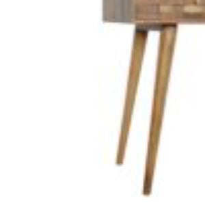 Tile Carved Console Table | Solid Mango Wood | Natural Finish | Hallway Display Table