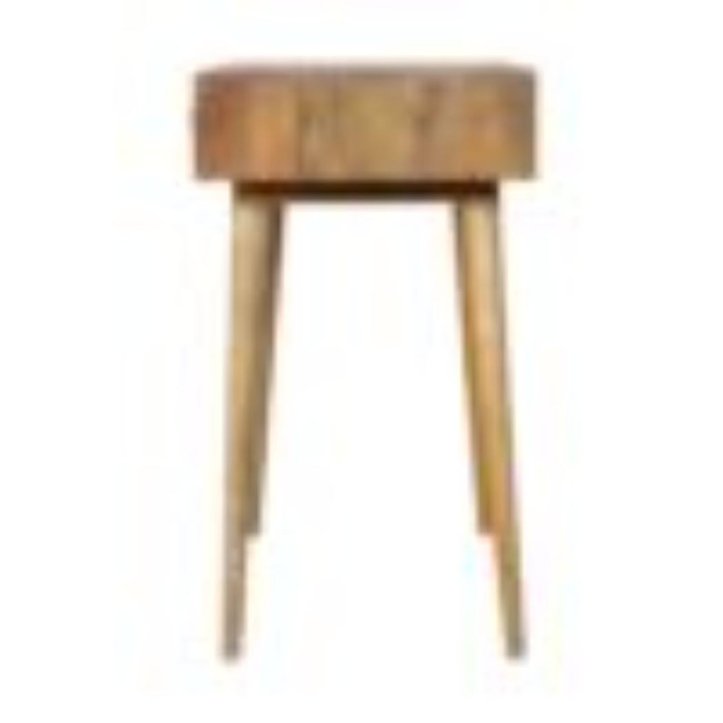 Tile Carved Console Table | Solid Mango Wood | Natural Finish | Hallway Display Table