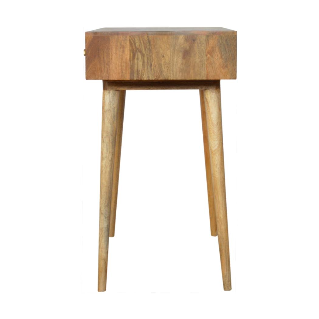 Tile Carved Console Table | Solid Mango Wood | Natural Finish | Hallway Display Table