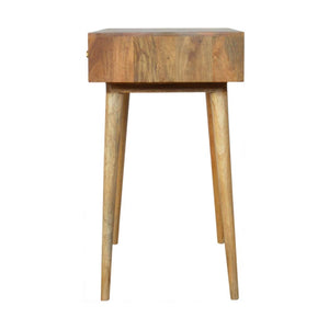 Tile Carved Console Table | Solid Mango Wood | Natural Finish | Hallway Display Table