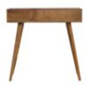 Tile Carved Console Table | Solid Mango Wood | Natural Finish | Hallway Display Table