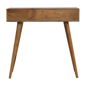 Tile Carved Console Table | Solid Mango Wood | Natural Finish | Hallway Display Table