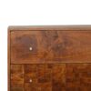 Tile Carved Storage Chest | Solid Mango Wood | Chestnut Finish | Artisan Drawer Cabinet