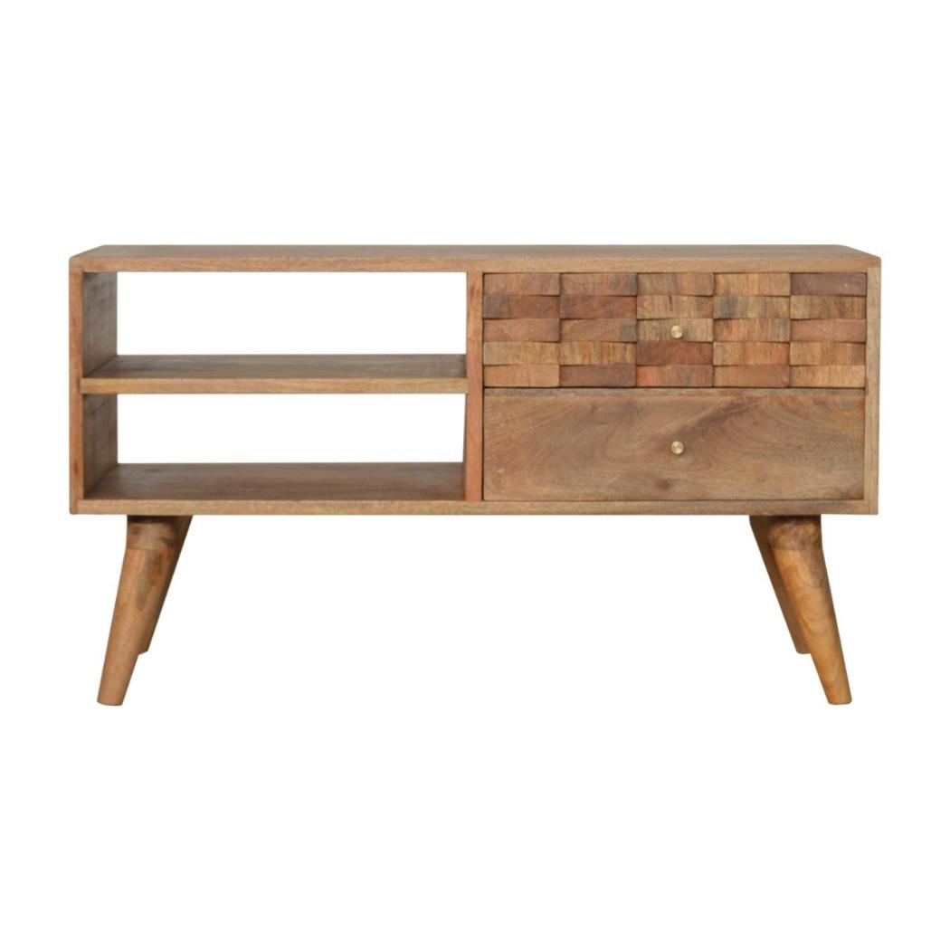 Tile Carved TV Unit | Decorative Media Storage | Statement Entertainment Cabinet