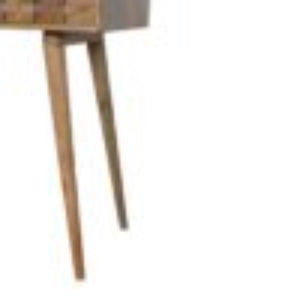 Tile Carved Writing Desk | Solid Mango Wood | Open Storage Slot | Artisan Office Table