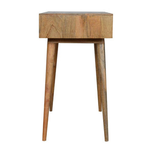 Tile Carved Writing Desk | Solid Mango Wood | Open Storage Slot | Artisan Office Table