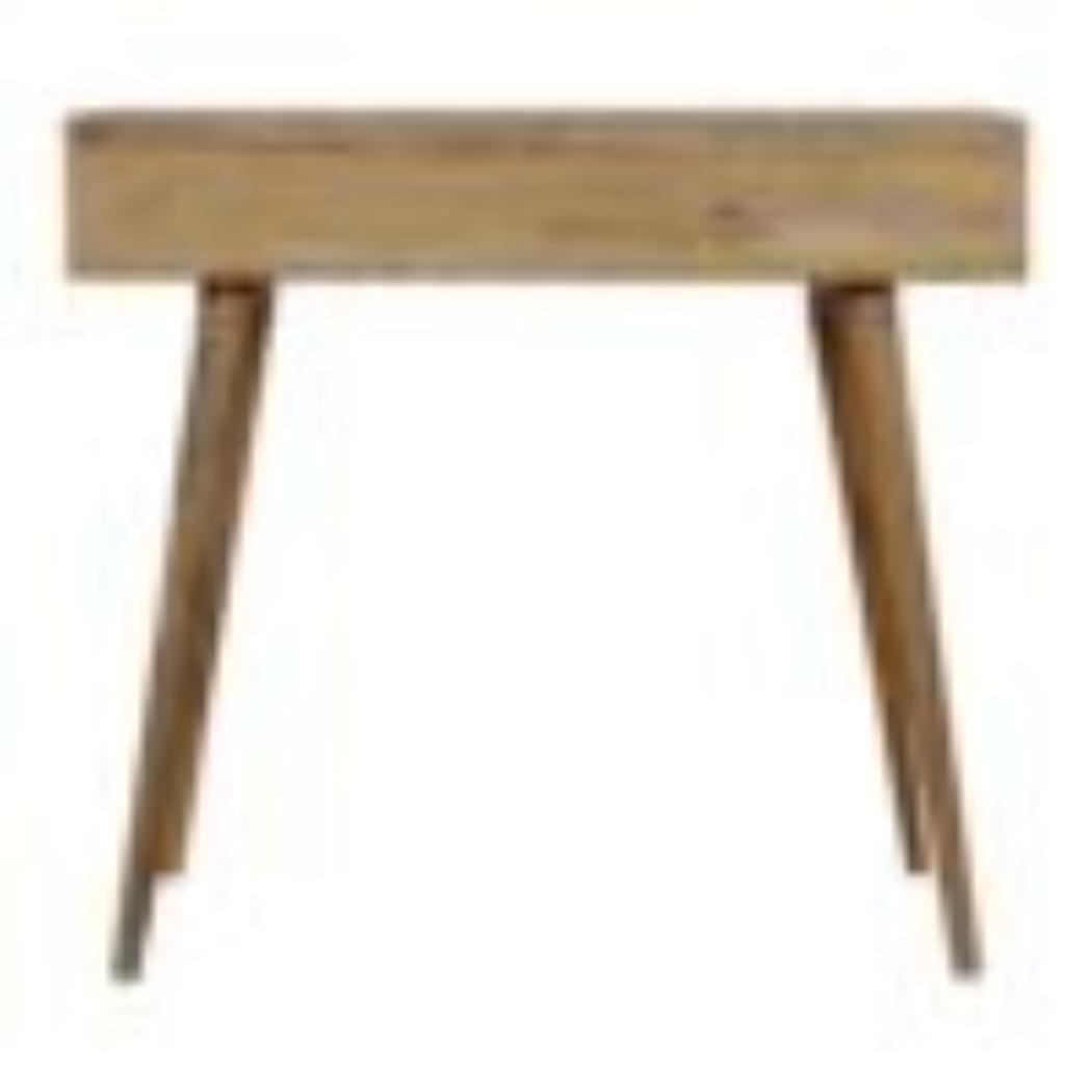 Tile Carved Writing Desk | Solid Mango Wood | Open Storage Slot | Artisan Office Table