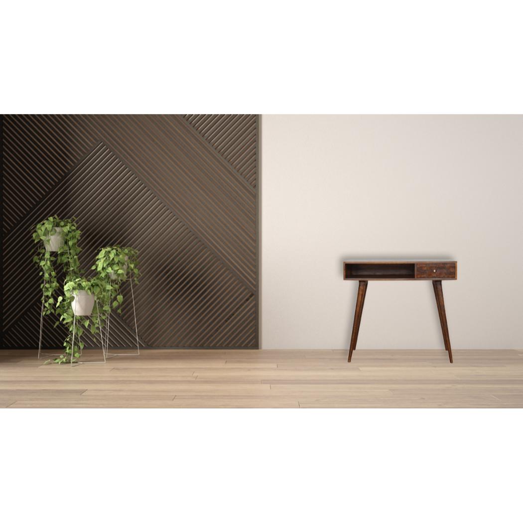 Tile Writing Desk | Solid Mango Wood | Chestnut Finish | Compact Home Office Table