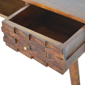 Tile Writing Desk | Solid Mango Wood | Chestnut Finish | Compact Home Office Table