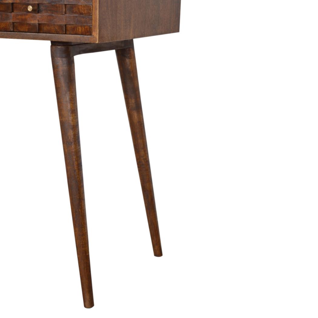 Tile Writing Desk | Solid Mango Wood | Chestnut Finish | Compact Home Office Table