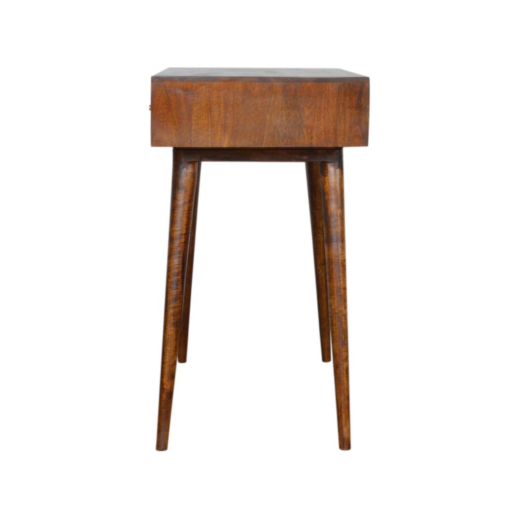 Tile Writing Desk | Solid Mango Wood | Chestnut Finish | Compact Home Office Table