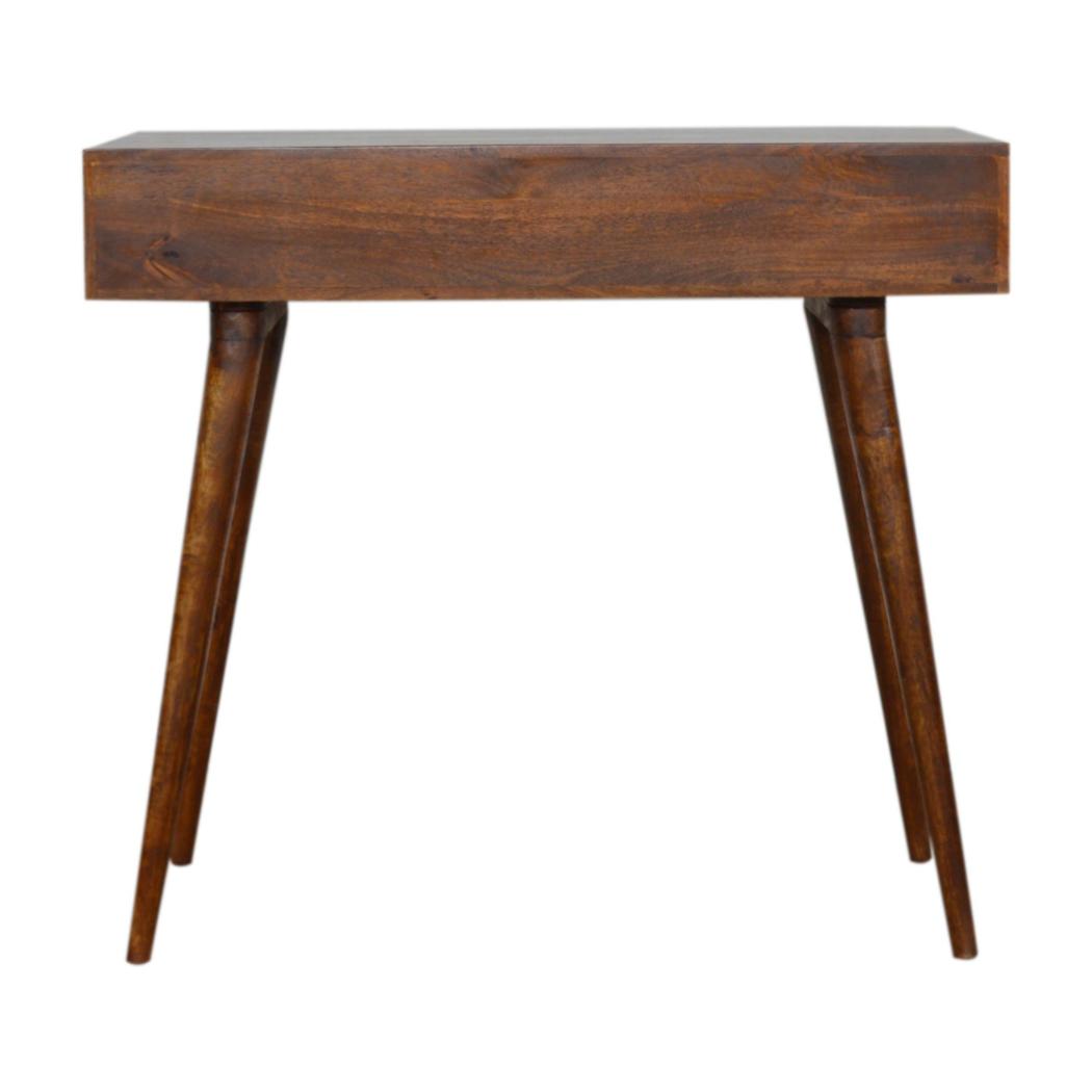 Tile Writing Desk | Solid Mango Wood | Chestnut Finish | Compact Home Office Table